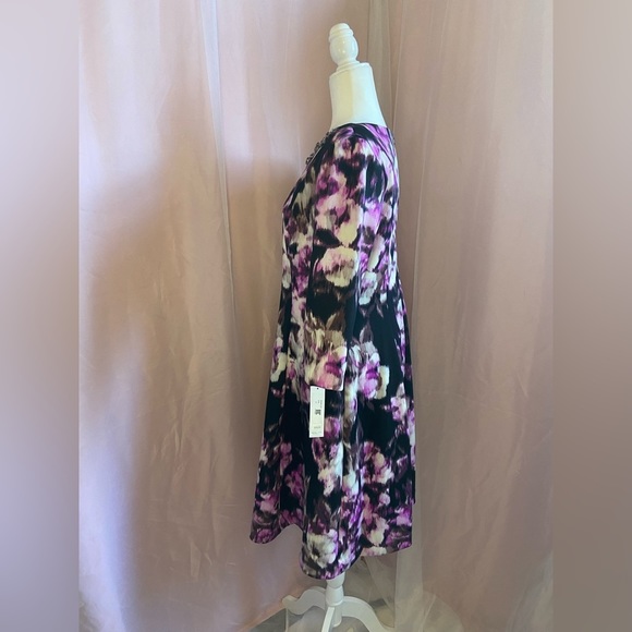 NWT Eliza J Watercolor Print Fit And Flare Scuba Cocktail Jeweled Dress BB99 - Picture 9 of 16